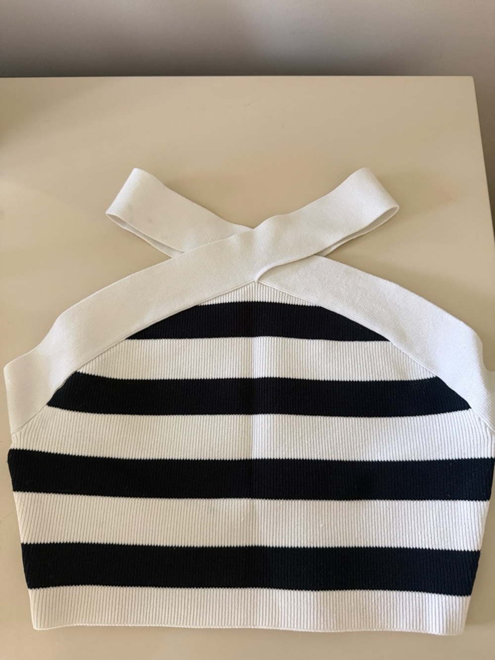 Babaton Navy and White Striped Knit Top